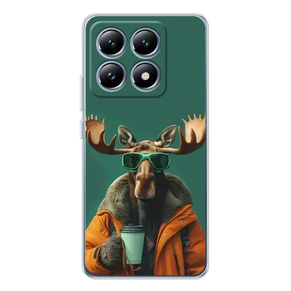 Чехол с принтом «Лось с кофе» для Xiaomi 14T Pro
