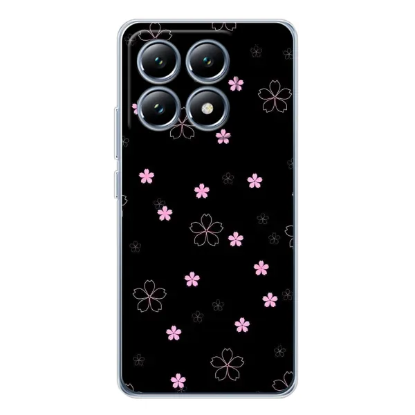 Чехол с принтом «Розовые цветы на черном» для Xiaomi 14T Pro