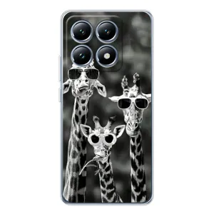 Силиконовый чехол с КАРТИНКАМИ лето для Xiaomi 14T Pro (AlphaPrint) (Жирафы в очках)