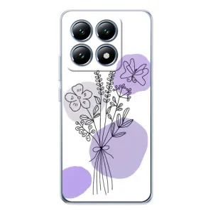 Силиконовый чехол с принтом в цветах на Xiaomi 14T (Букет фиолетовая абстракция)