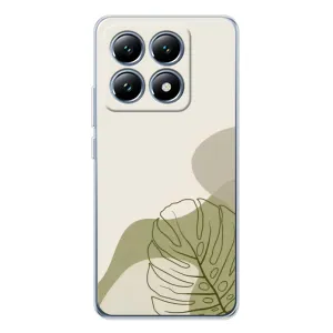 Силиконовый чехол с принтом в цветах на Xiaomi 14T (Зеленая монстера дизайн)