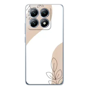 Силиконовый чехол с принтом в цветах на Xiaomi 14T (Нюдовая веточка абстракция)