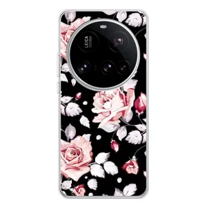 Чехлы с Цветами для Xiaomi 15 Ultra (VPrint) (Цветочки на черном)