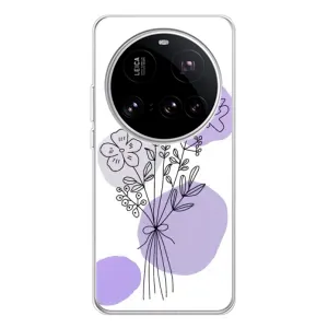 Силиконовый чехол с принтом в цветах на Xiaomi 15 Ultra (Букет фиолетовая абстракция)