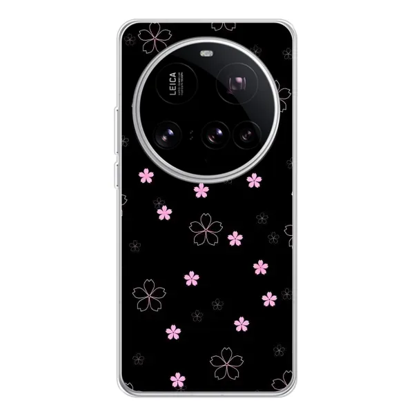 Чехол с принтом «Розовые цветы на черном» для Xiaomi 15 Ultra