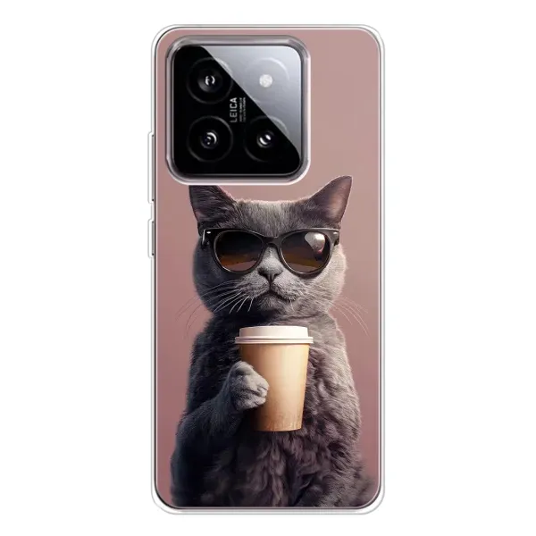 Чехол с принтом «Кот с кофе» для Xiaomi 15