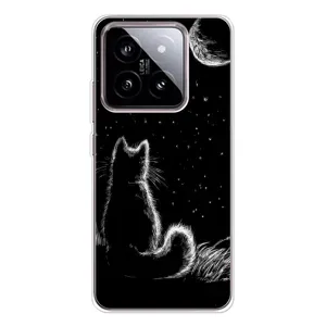 Чехол с принтом для Xiaomi 15 (AlphaPrint) Модные коты (Котик и луна)