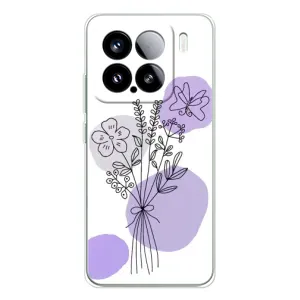 Силиконовый чехол с принтом в цветах на Xiaomi 15S Pro (Букет фиолетовая абстракция)