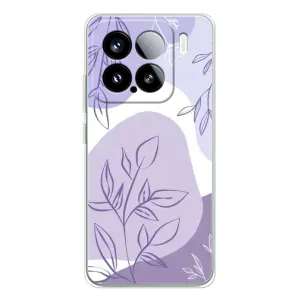 Силиконовый чехол с принтом в цветах на Xiaomi 15S Pro (Фиолетовые листья абстракция)