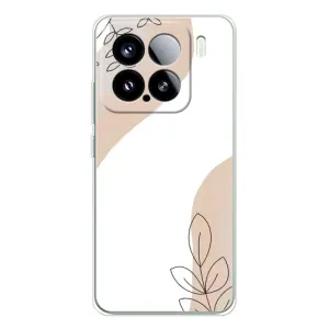 Силиконовый чехол с принтом в цветах на Xiaomi 15S Pro (Нюдовая веточка абстракция)