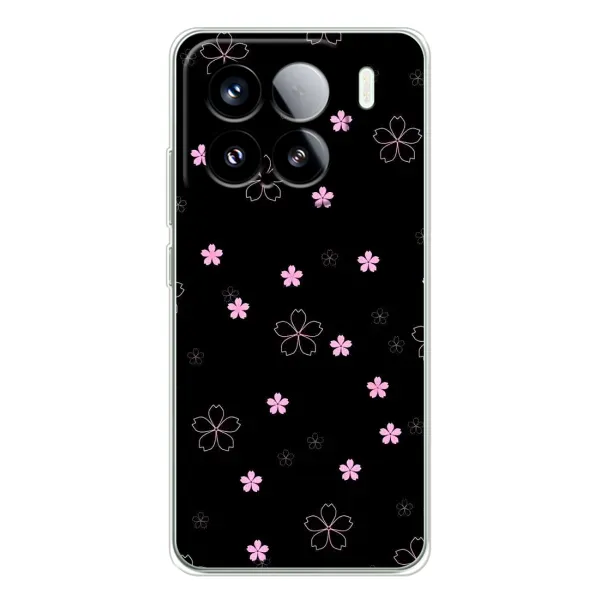 Чехол с принтом «Розовые цветы на черном» для Xiaomi 15S Pro