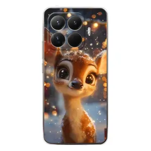 Яркий чехол для Xiaomi 15T Pro с Зимними Оленятами (Олененок среди гирлянд)