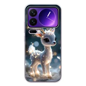 Яркий чехол для Xiaomi 17 Pro Max с Зимними Оленятами (Блестящий олененок)