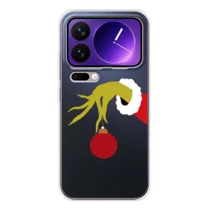 Зимні Чохли для Xiaomi 17 Про Макс - прозорий фон (Грінч з іграшкою)
