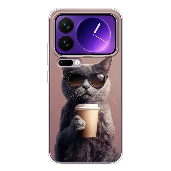 Чехол с принтом «Кот с кофе» для Xiaomi 17 Pro Max