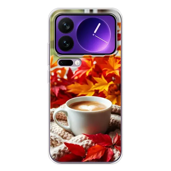 Чехол с принтом «Кофе и листья» для Xiaomi 17 Pro Max