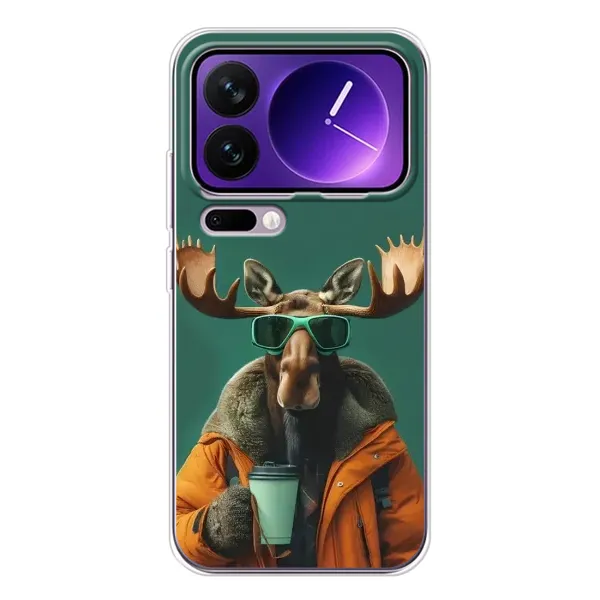 Чехол с принтом «Лось с кофе» для Xiaomi 17 Pro Max
