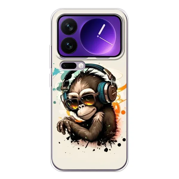 Чехол с принтом «Макака в наушниках» для Xiaomi 17 Pro Max