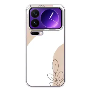 Силиконовый чехол с принтом в цветах на Xiaomi 17 Pro Max (Нюдовая веточка абстракция)