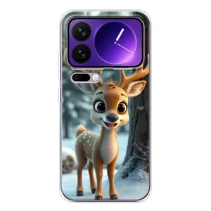 Яркий чехол для Xiaomi 17 Pro Max с Зимними Оленятами (Олененок в лесу)