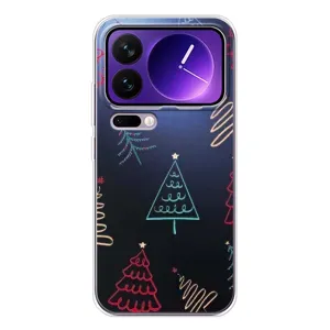 Зимні Чохли для Xiaomi 17 Про Макс - прозорий фон (Різдвяні ялинки)