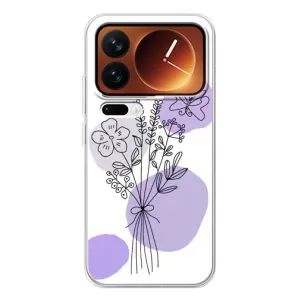 Силиконовый чехол с принтом в цветах на Xiaomi 17 Pro (Букет фиолетовая абстракция)