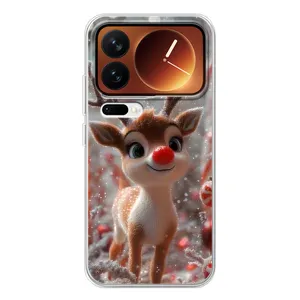 Яркий чехол для Xiaomi 17 Pro с Зимними Оленятами (Олень с носом)