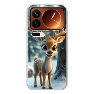 Яркий чехол для Xiaomi 17 Pro с Зимними Оленятами (Олененок в лесу)