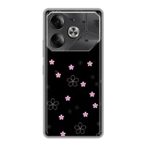 Чохол з принтом «Рожеві квіти на чорному» для Xiaomi 18 Pro Max