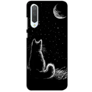 Чехол с принтом для Xiaomi CC9 (AlphaPrint) Модные коты (Котик и луна)