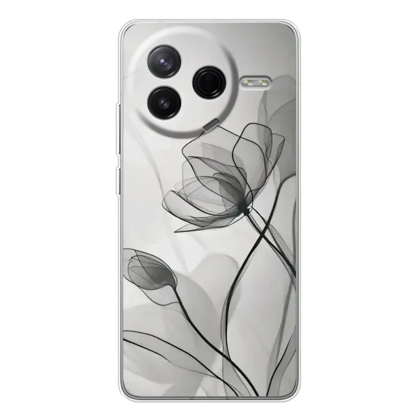 Чохол з принтом «Чорні квіти» для Xiaomi Civi 4Pro