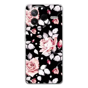 Чохли з квітами для Xiaomi Civi 4Pro (VPrint) (Квіти на чорному)