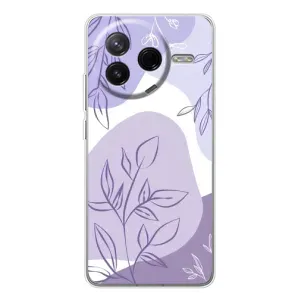 Силиконовый чехол с принтом в цветах на Xiaomi Civi 4Pro (Фиолетовые листья абстракция)