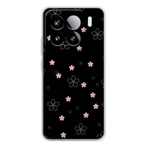 Чохол з розовим принтом для Xiaomi Civi 5Pro (Рожеві квіти на чорному)