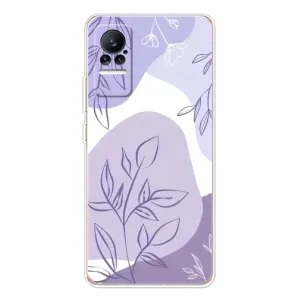 Силиконовый чехол с принтом в цветах на Xiaomi Civi (Фиолетовые листья абстракция)