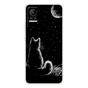 Чехол с принтом для Xiaomi Civi (AlphaPrint) Модные коты (Котик и луна)
