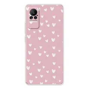 Чехол с розовым рисунком для Xiaomi Civi (Сердечки на розовом)