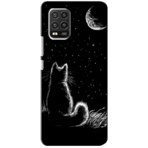 Чехол с принтом для Xiaomi Mi 10 Lite (AlphaPrint) Модные коты (Котик и луна)