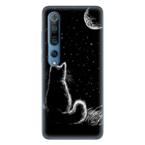 Чехол с принтом для Xiaomi Mi 10 Pro (AlphaPrint) Модные коты (Котик и луна)