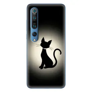 Чехол с принтом для Xiaomi Mi 10 Pro (AlphaPrint) Модные коты (Силуэт котика)