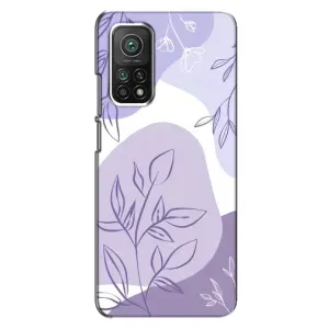 Силконовий чохол з принтом в квітах на Xiaomi Mi 10T (Фіолетове листя абстракція)