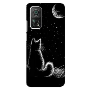 Чехол с принтом для Xiaomi Mi 10T (AlphaPrint) Модные коты (Котик и луна)