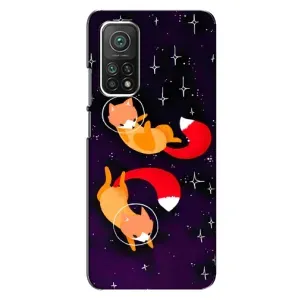 Чехлы с картинкой Лисички для Xiaomi Mi 10T (VPrint) (Лисички космонавты)