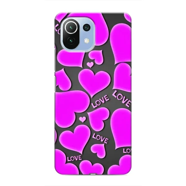 Чехол с принтом «Pink hearts» для Xiaomi Mi 11 Lite