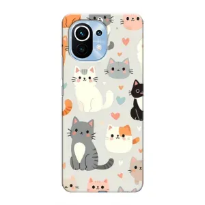 Чехол с рисунком кот на Xiaomi Mi 11 (Коллаж котов)
