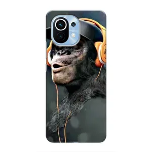 Чехол с Обезьянами Xiaomi Mi 11 - (AlphaPrint) (В наушниках)
