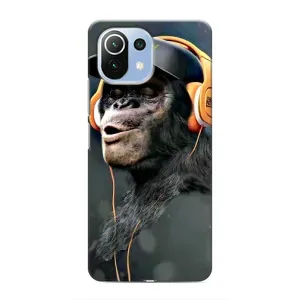 Чохол з Мавпами Xiaomi Mi 11i - (AlphaPrint) (В навушниках)