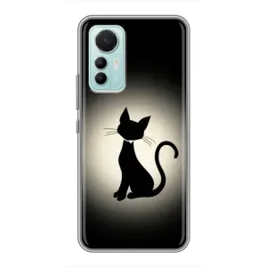 Чехол с принтом для Xiaomi Mi 12 Lite (AlphaPrint) Модные коты (Силуэт котика)