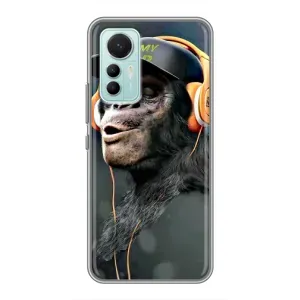Чехол с Обезьянами Xiaomi Mi 12 Lite - (AlphaPrint) (В наушниках)