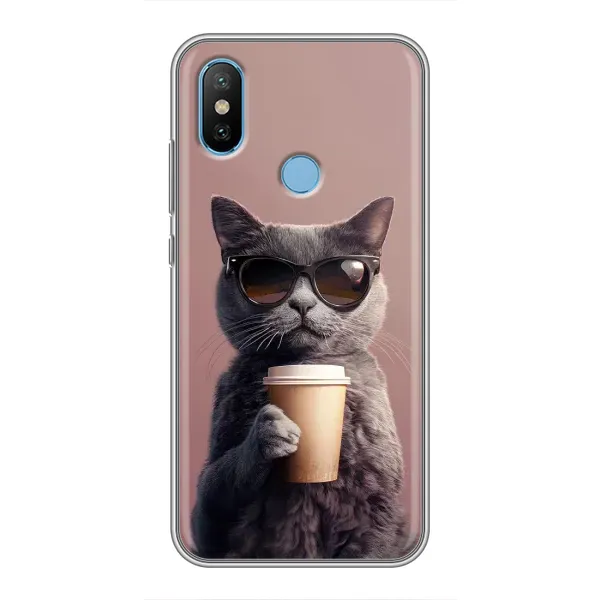 Чехол с принтом «Кот с кофе» для Xiaomi Mi6X